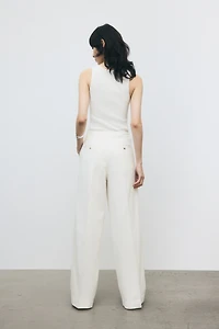 Wide-Leg Twill Pants