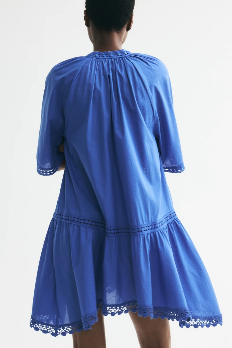 Lace-Inset Cotton Dress