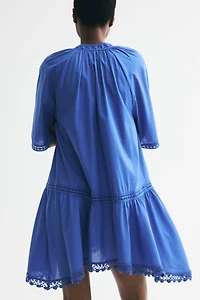 Lace-Inset Cotton Dress