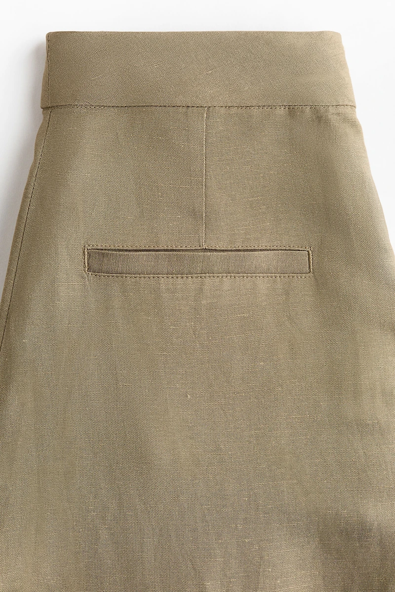 Linen-Blend Barrel-Leg Pants