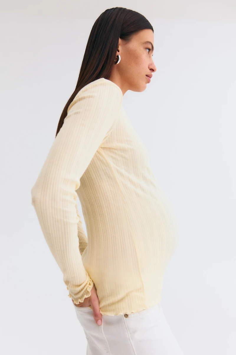 MAMA Pointelle-knit top