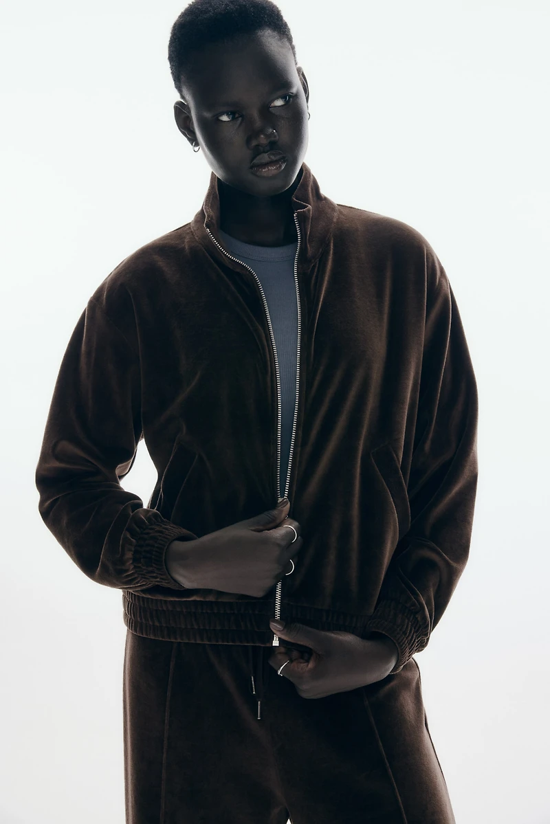 Veste à fermeture éclair en velours