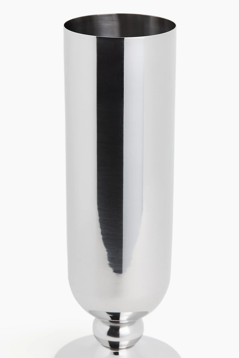 Large Footed Stainless Steel Vase