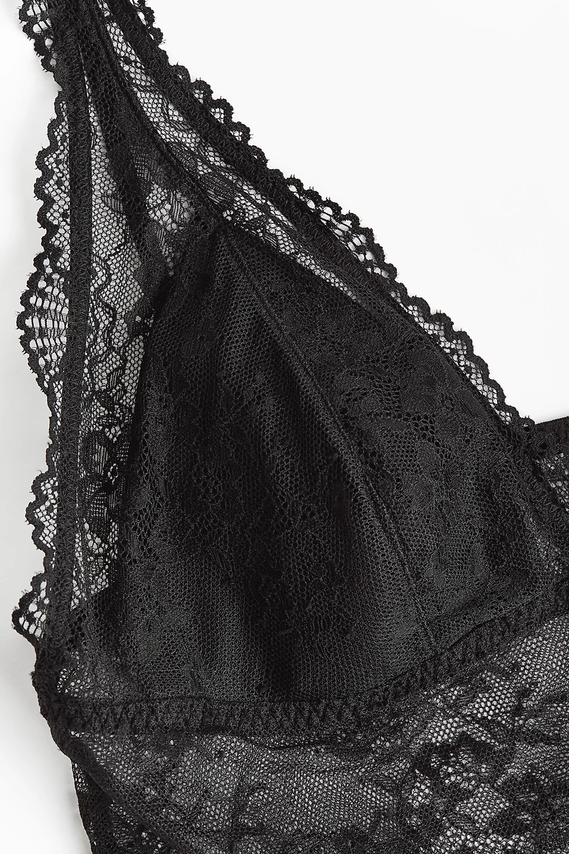 Padded-Cup Lace Thong Bodysuit