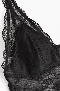 Padded-Cup Lace Thong Bodysuit