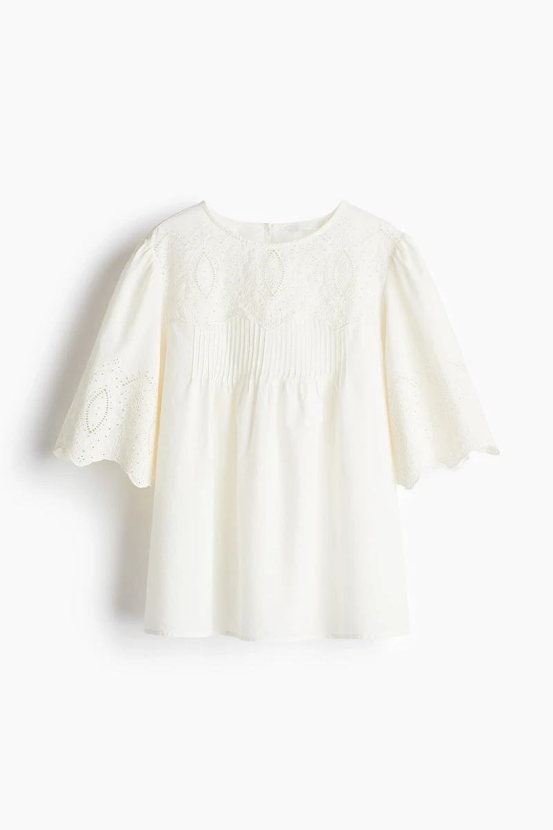Blouse with Eyelet Embroidery