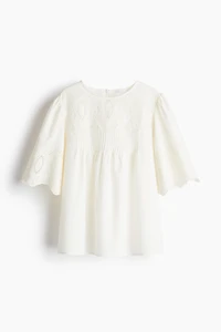 Blouse with Eyelet Embroidery