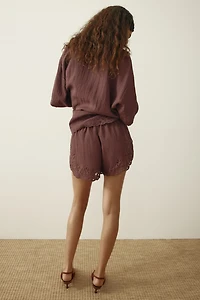 Shorts with Eyelet Embroidery