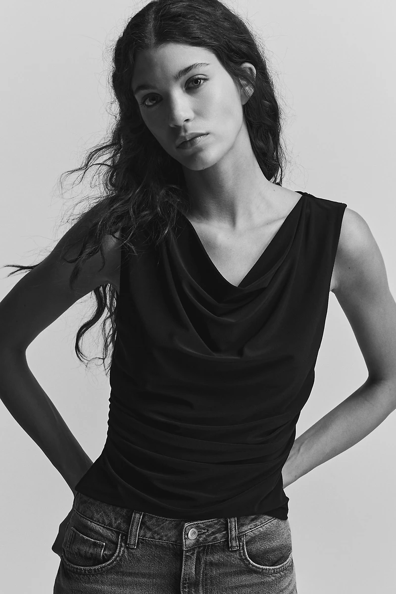 Draped Jersey Sleeveless Top