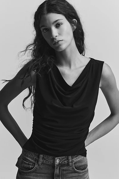 Draped Jersey Sleeveless Top