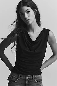Draped Jersey Sleeveless Top