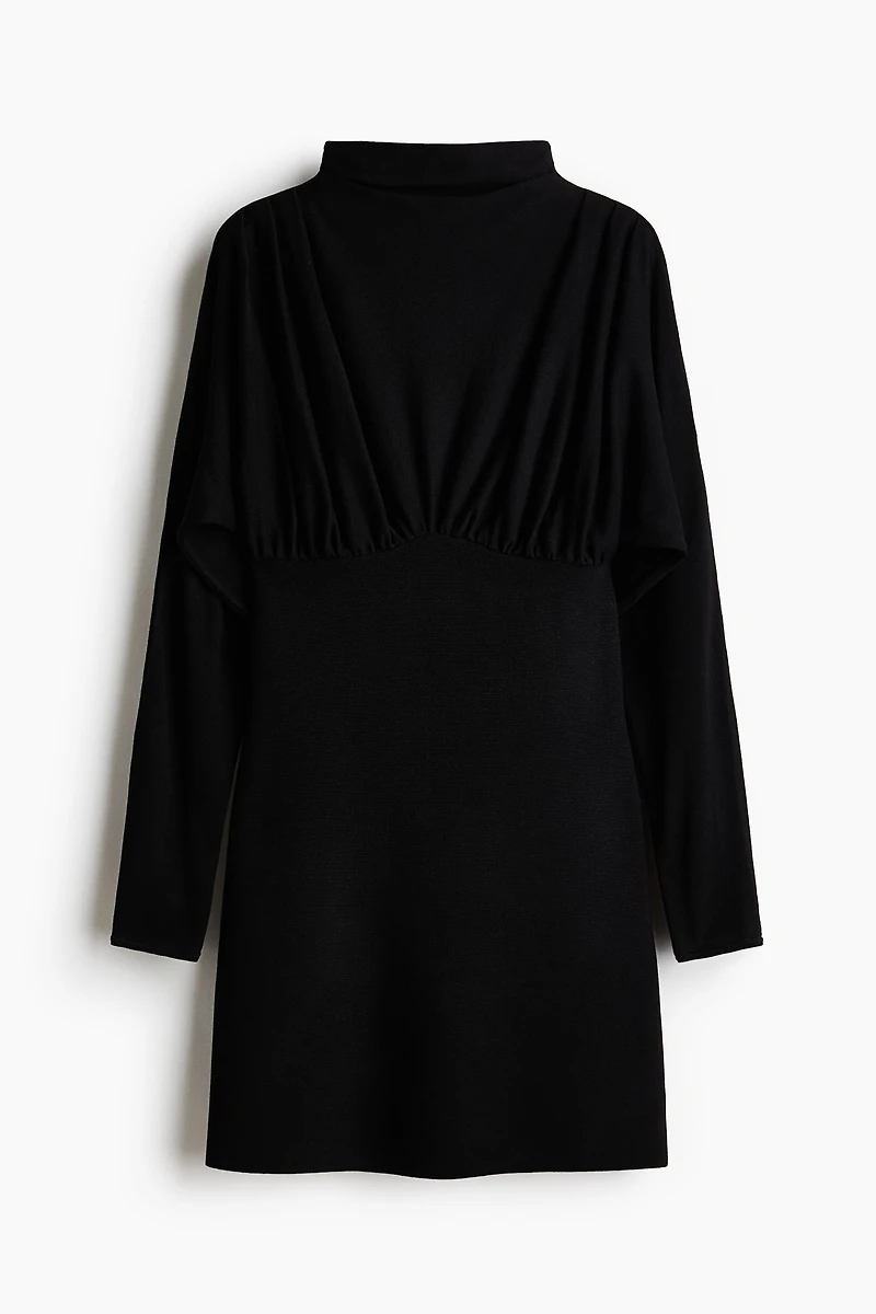 Gathered Mock Turtleneck Dress