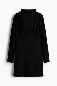 Gathered Mock Turtleneck Dress