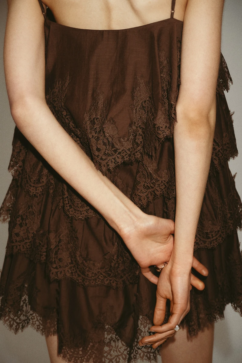 Tiered Lace-Trimmed Dress