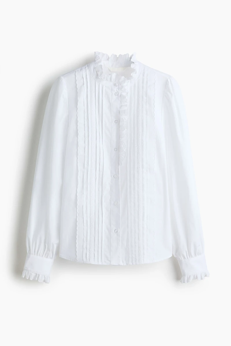 Pintucked Cotton Blouse