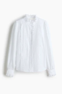 Pintucked Cotton Blouse