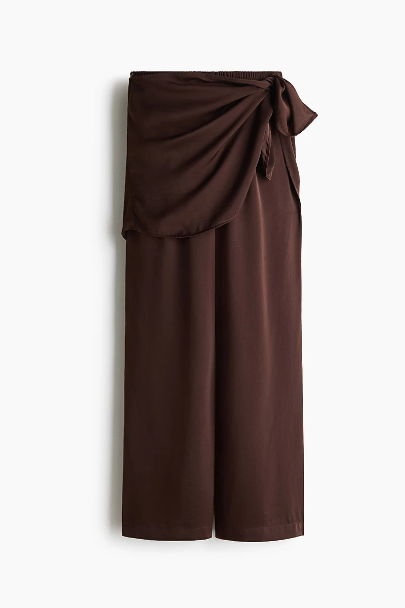 Scarf-Detail Chiffon Pants