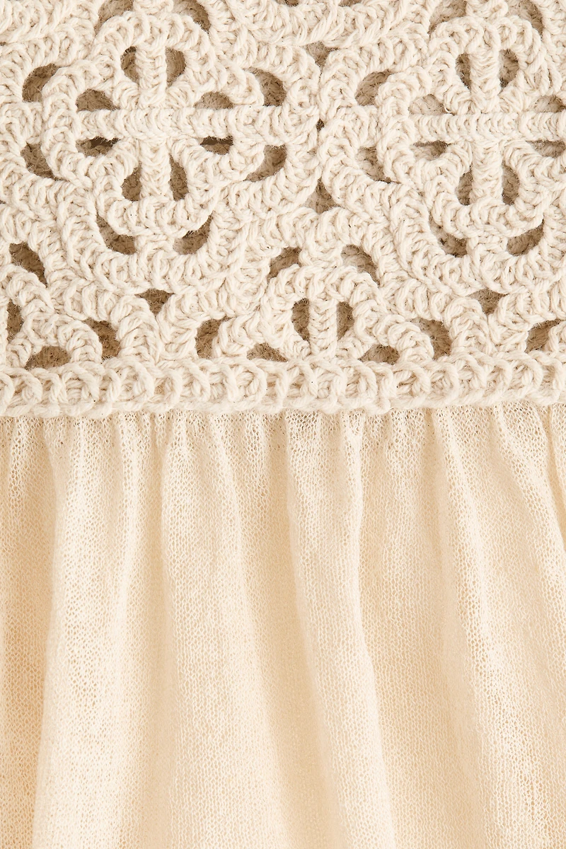 Crochet-Look Dress with Flared Skirt
