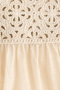Crochet-Look Dress with Flared Skirt