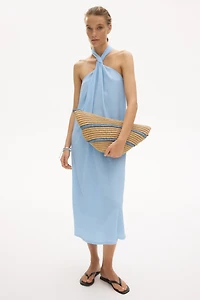 Twist-Detail Halterneck Dress