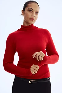 Fine-Knit Mock Turtleneck Top