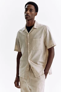 Regular-Fit Short-Sleeved Linen-Blend Shirt