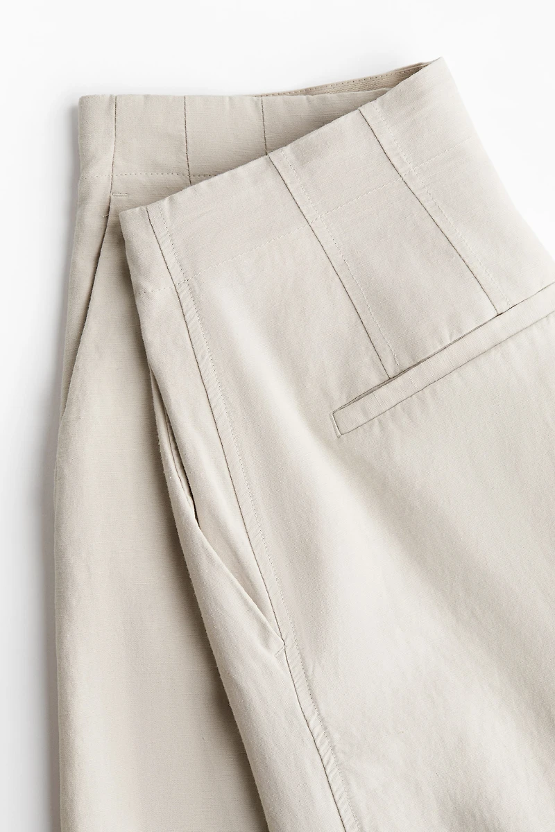 Wide-Leg Linen-Blend Pants
