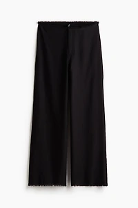 Frayed-edge Linen-blend Pants