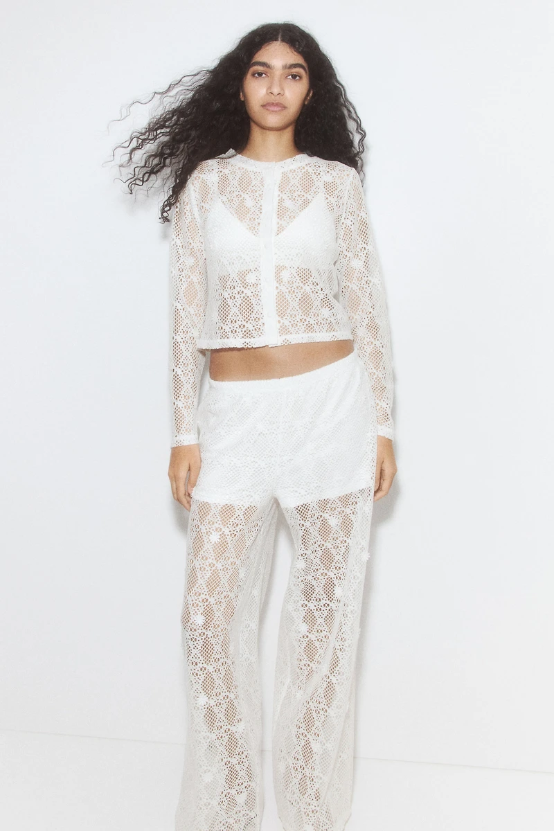 Hole-patterned cardigan