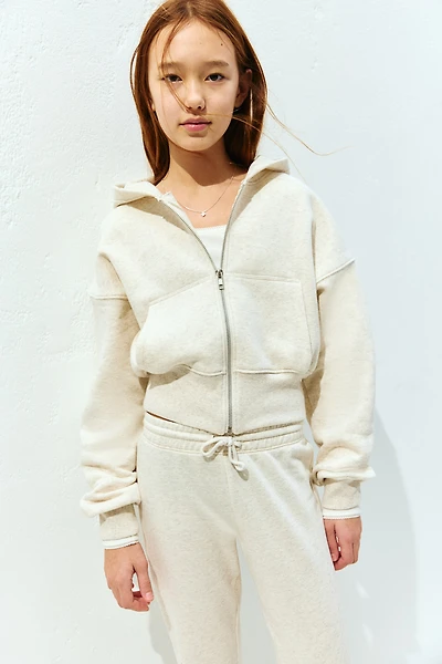 Veste courte avec capuche et fermeture éclair