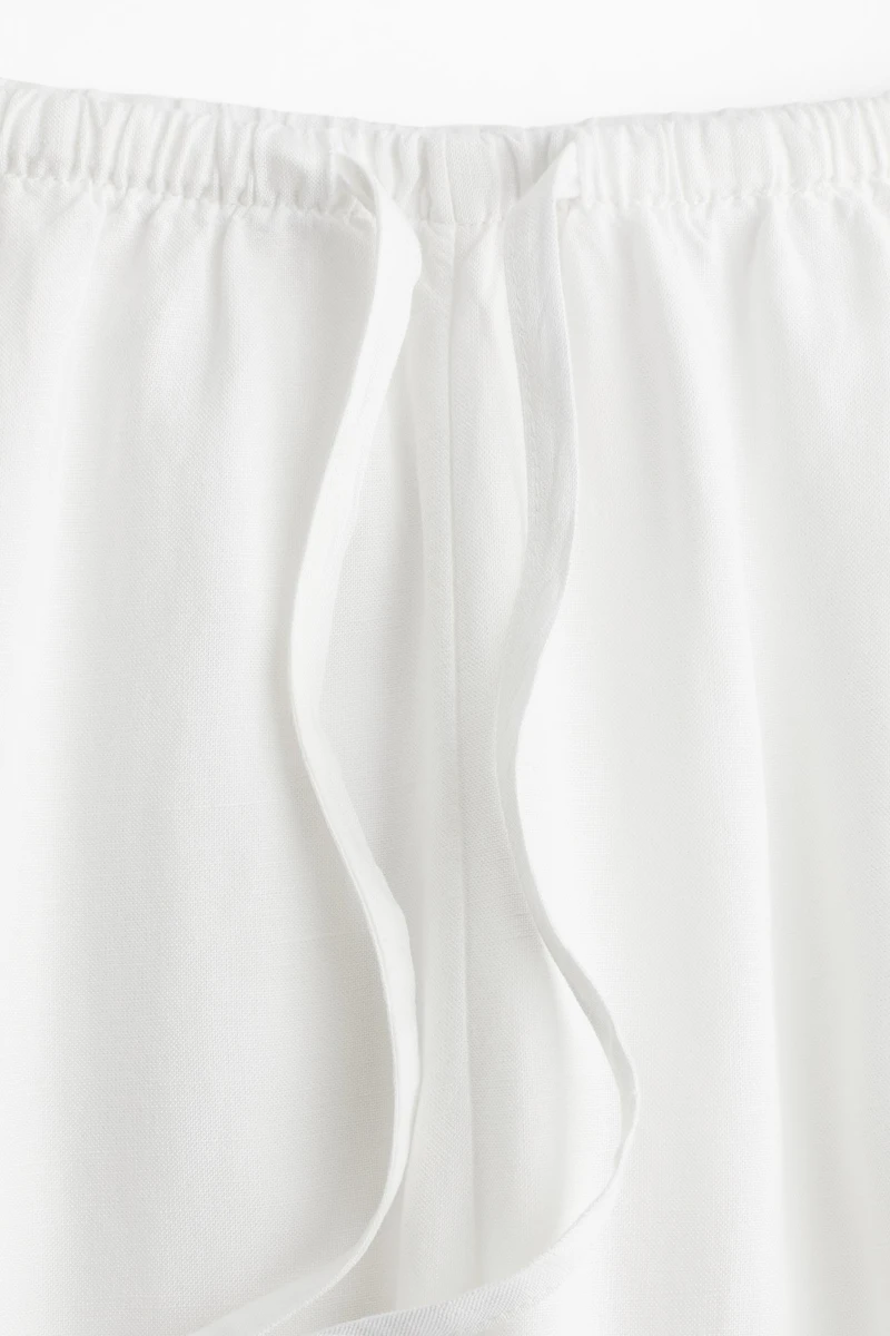 Linen-Blend Drawstring Pants