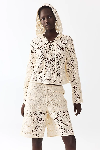 Crochet-Look Bermuda Shorts
