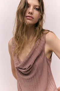 Haut en mousseline ornée de strass