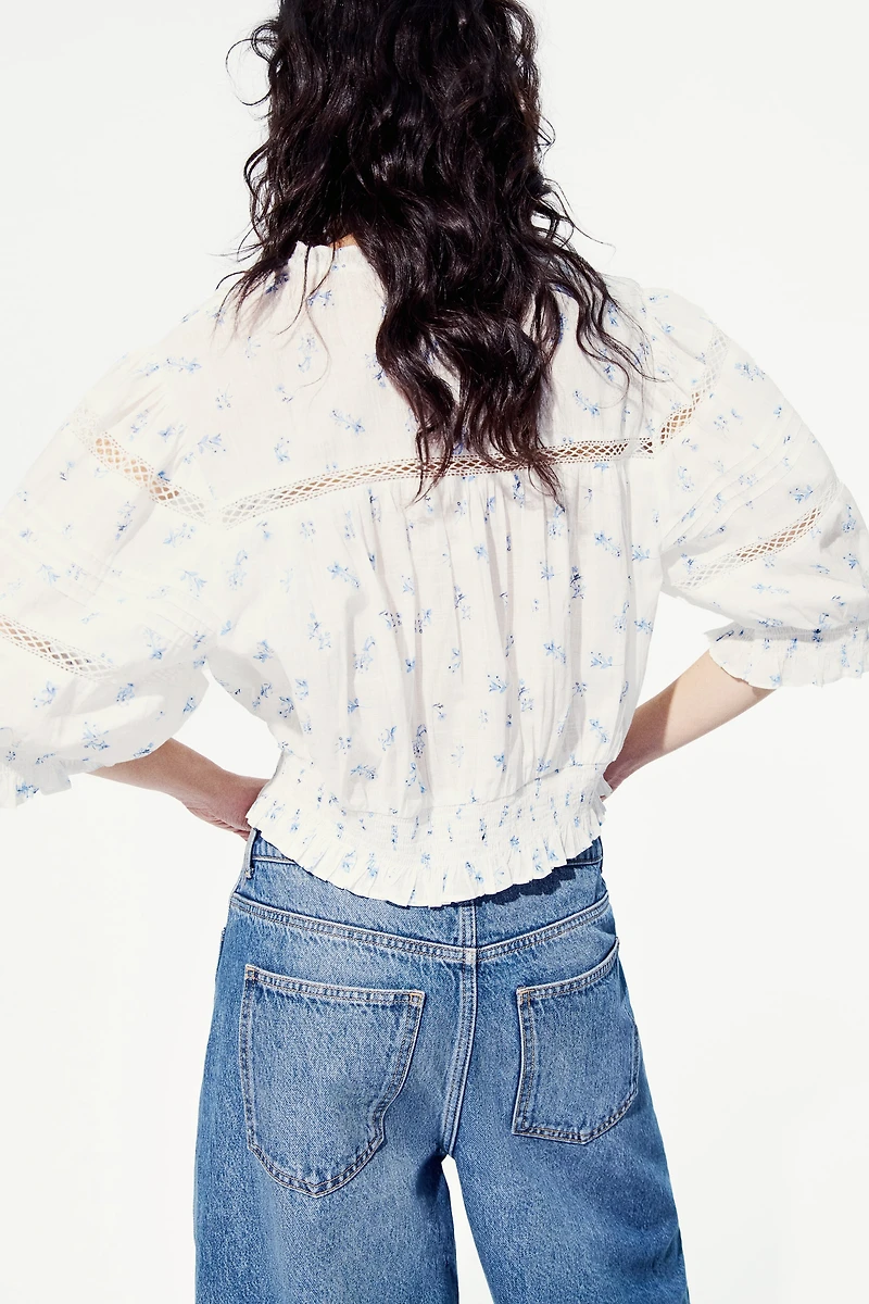 Blouse en coton avec plis nervure