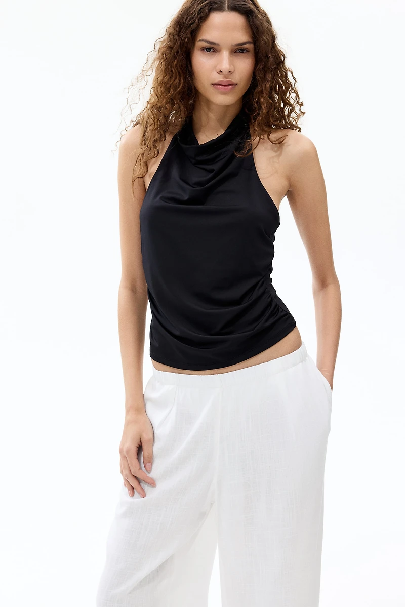 Wide-Leg Linen-Blend Pants