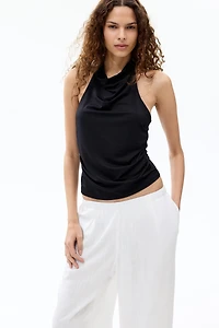 Wide-Leg Linen-Blend Pants