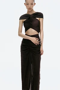 Cape-Detail Cutout Dress