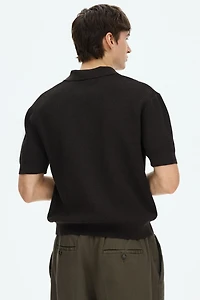 Regular-Fit Cable-Knit Polo Shirt