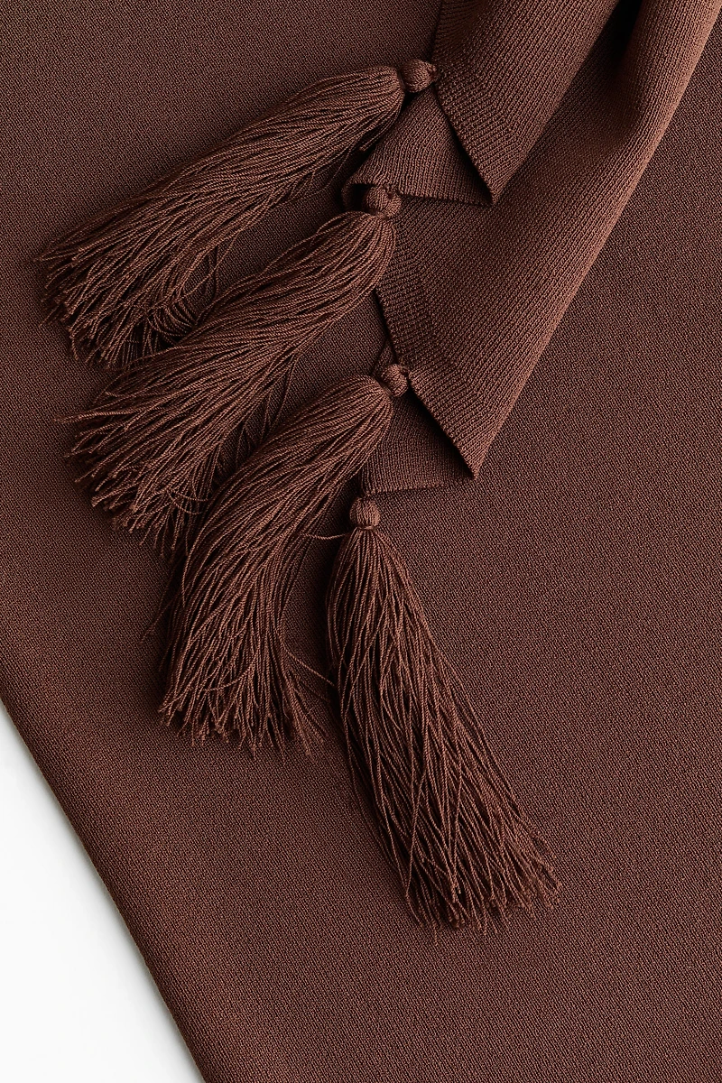 One-Shoulder Scarf-Detail Knit Top