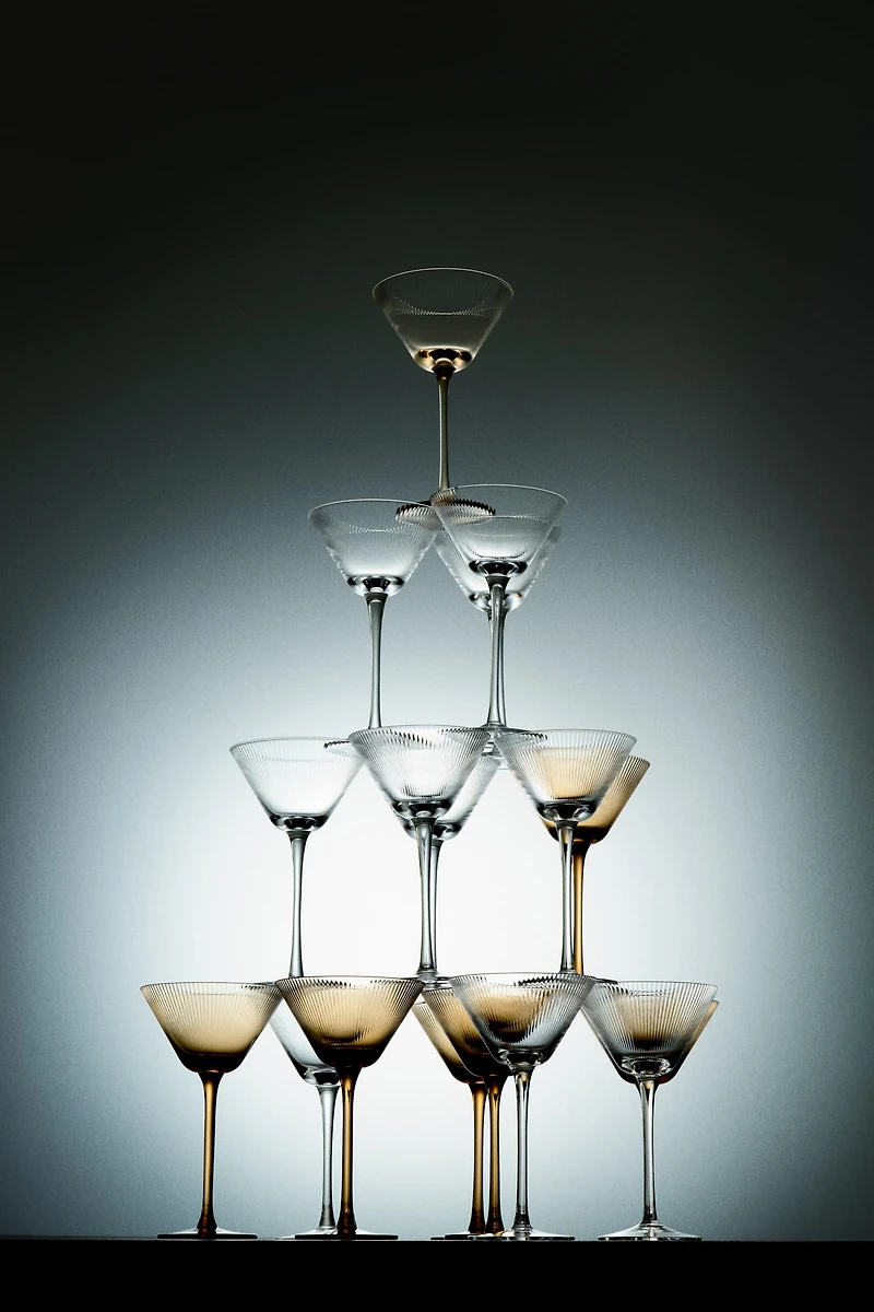 Lot de 4 verres à cocktail rainurées
