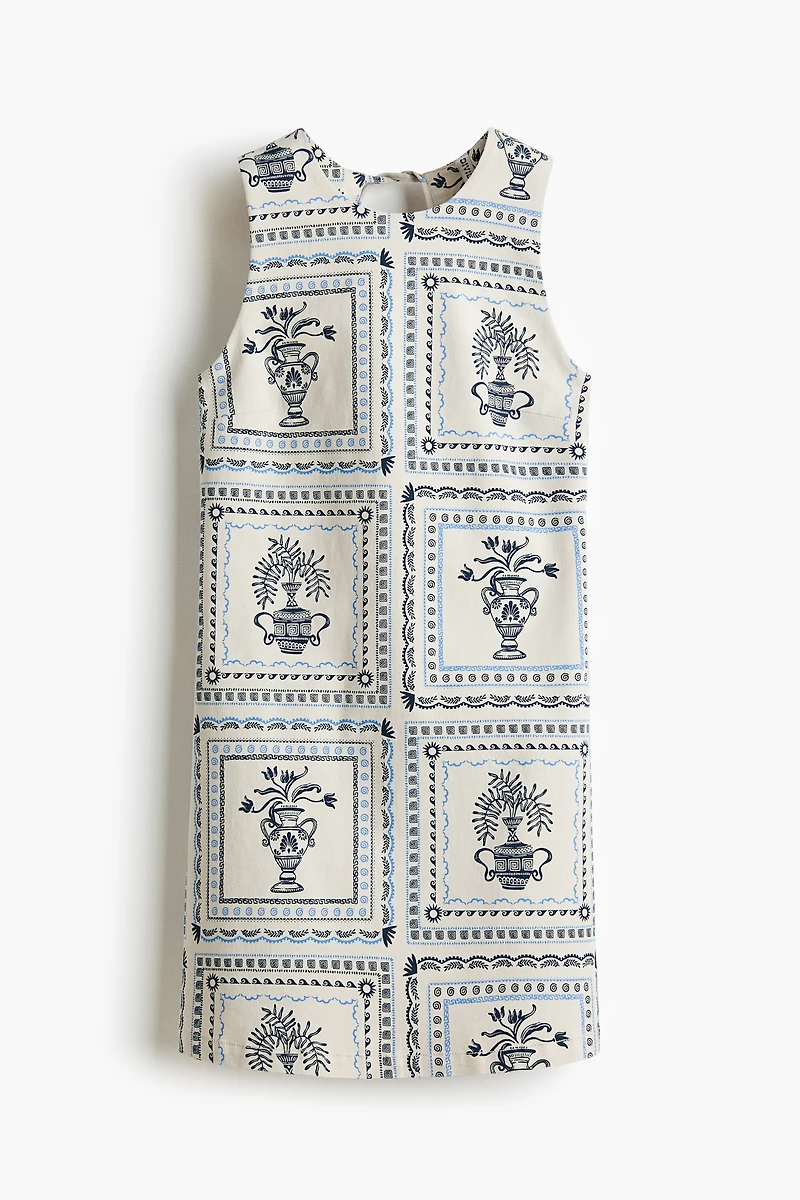 Open-Back Twill Dress