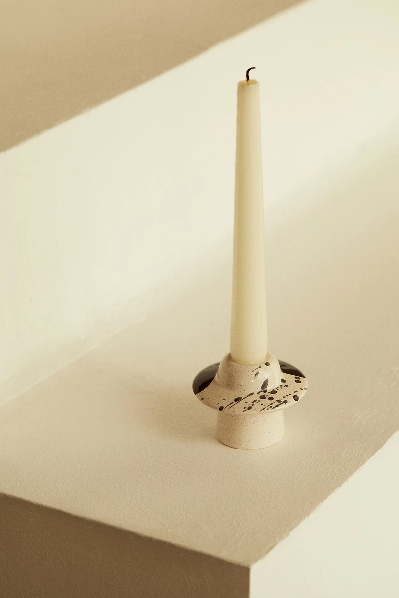 Patterned Stoneware Candleholder