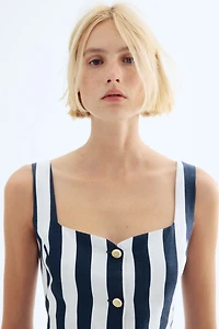 Linen-Blend Midi Dress