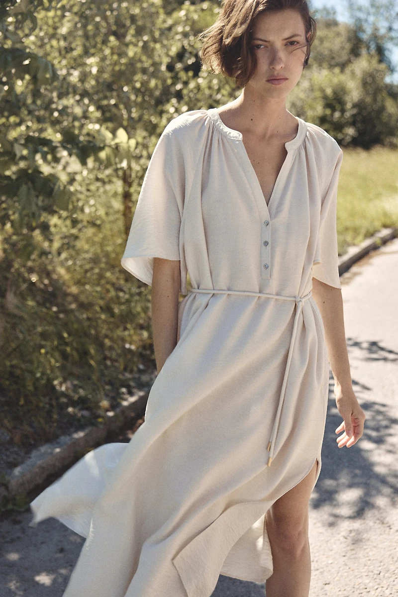 Robe tunique avec liens à nouer