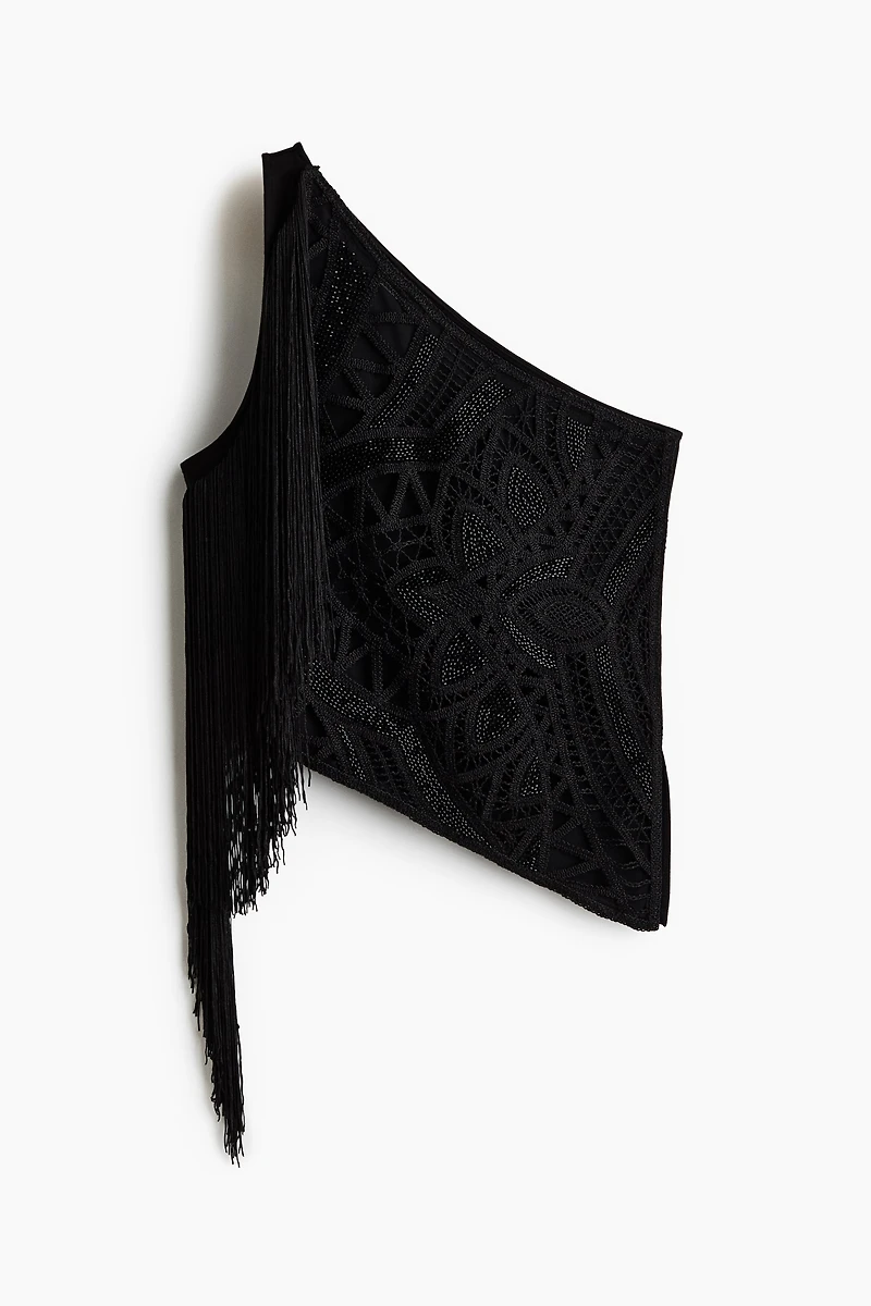 Embellished One-Shoulder Top