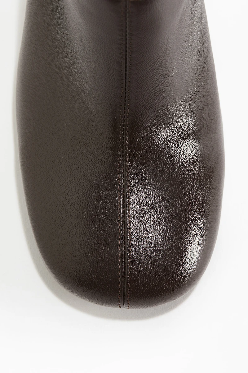 Heeled Leather Mules