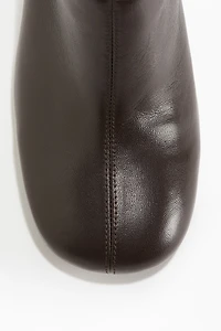 Heeled Leather Mules