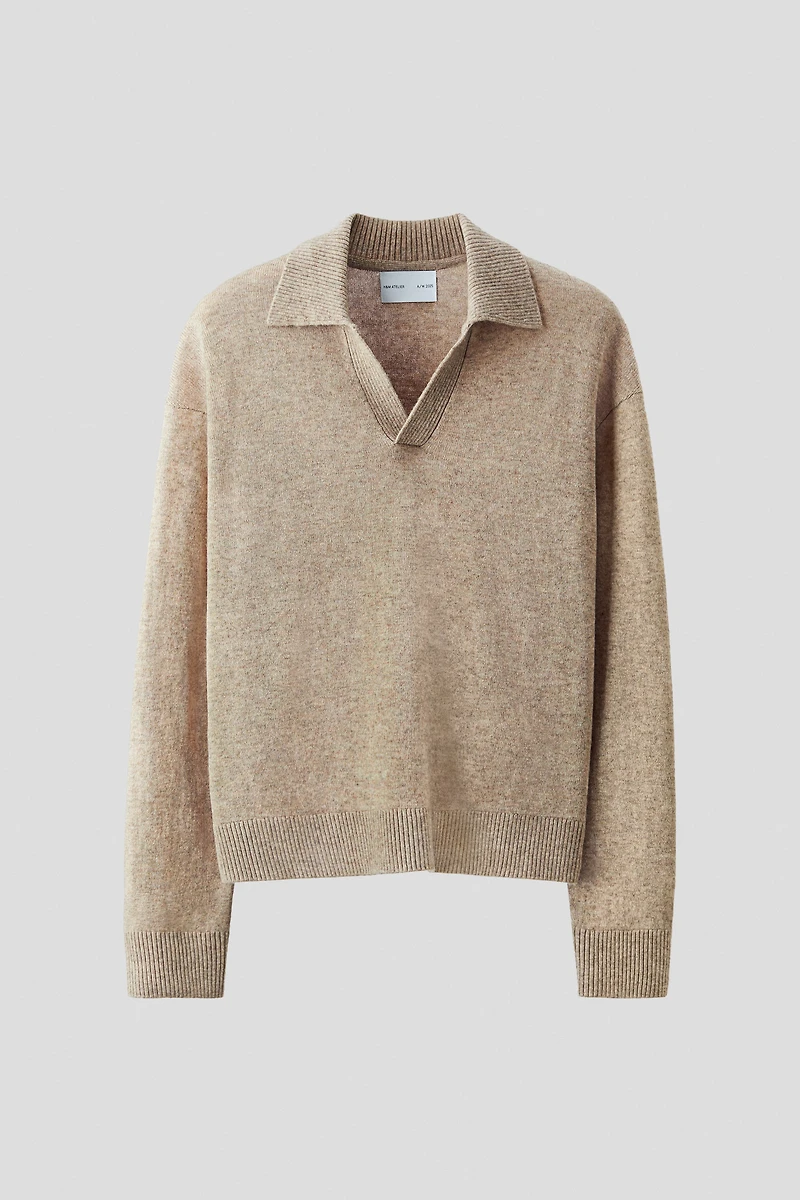 Wool-Blend Polo Sweater