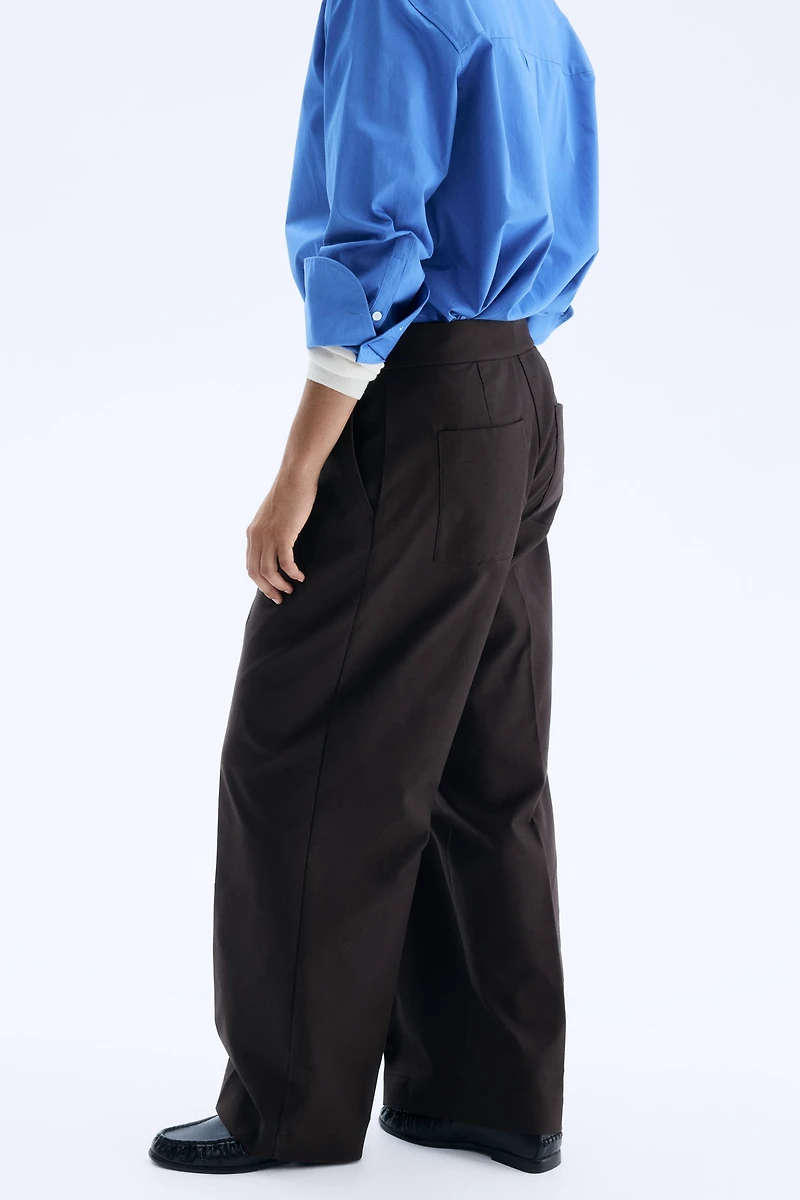 Wide-Leg Twill Pants