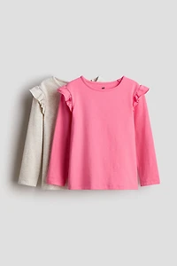 2-Pack Ruffle-Trimmed Jersey Tops